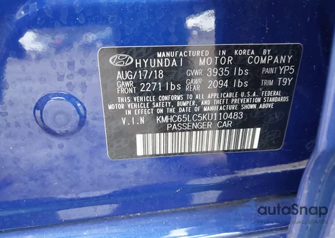 2019 Hyundai Ioniq Hybrid Blue from USA, damaged, VIN KMHC65LC5KU110483